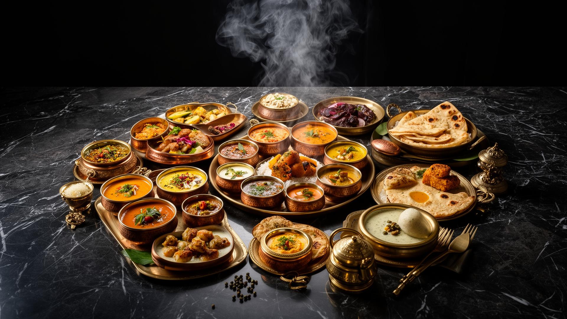 A cinematic spread of premium Indian cuisine